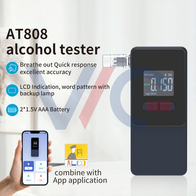 AT808 Portable Alcohol Tester with Advanced Fuel Cell Sensor Bluetooth Connectivity to AlcoCHECK App Large LCD Display